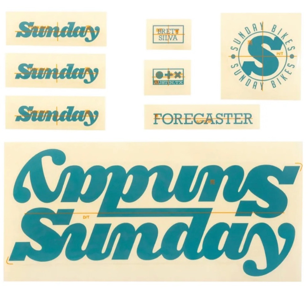 SUNDAY BMX CLASSY LOGO BICYCLE STICKERS BRETT SILVA FORECASTER BMX BIKE DECALS